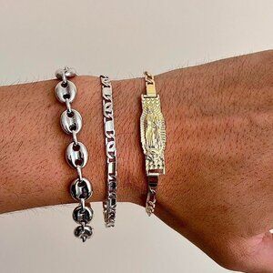 vintage gold virgin mary cuban link figaro bracelet